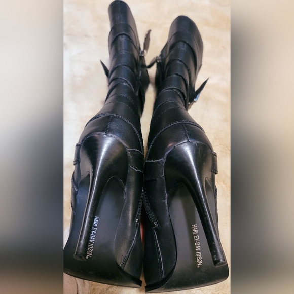 Women's Harley-Davidson "Mikayla"leather boots Strappy Stiletto Sz 7US 6UK 35EUR - Picture 7 of 15